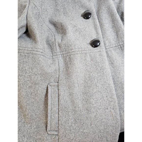 Old Navy Womens Size 2X Gray Pea Coat Wool Blend Winter Jacket Buttons Plus - Picture 4 of 9
